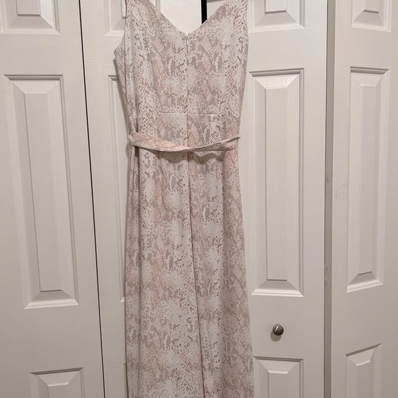 LOFT White Pink Snake Print Jumpsuit (6) - Picture 6 of 7